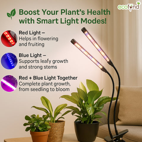 ecofynd Bluma Grow Light for Indoor Plants | Dual Spectrum LED with Adjustable Pole