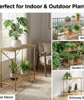 ecofynd Eric Jr Metal Golden Plant Stand – 2 Tier Utility Display for Home & Garden