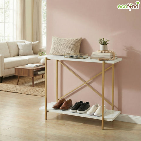 ecofynd Elix 2-Tier Metal Storage Bench for Entryway