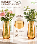 ecofynd Glass Vase for Flowers & Decor – Hourglass Shaped | Golden Tint