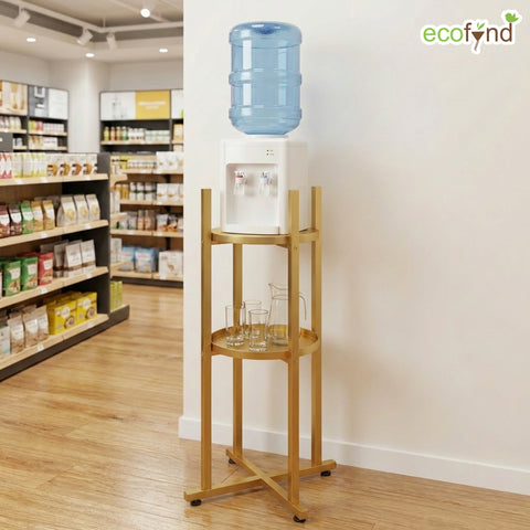 ecofynd Ecofynd HydroNest 2-Tier Golden Water Dispenser Stand with Storage Shelf