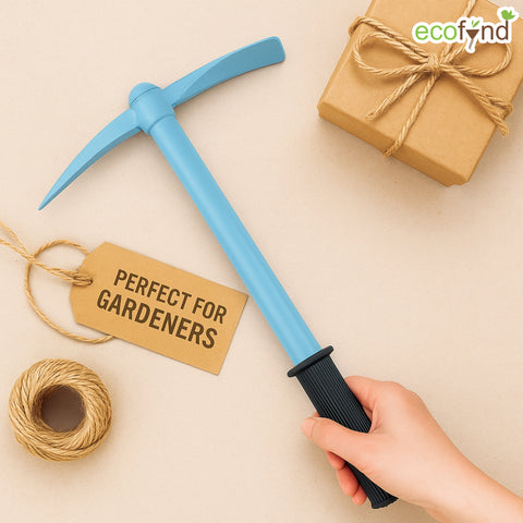 ecofynd Heavy Duty Garden Tiller with Wooden Handle – Sky Blue