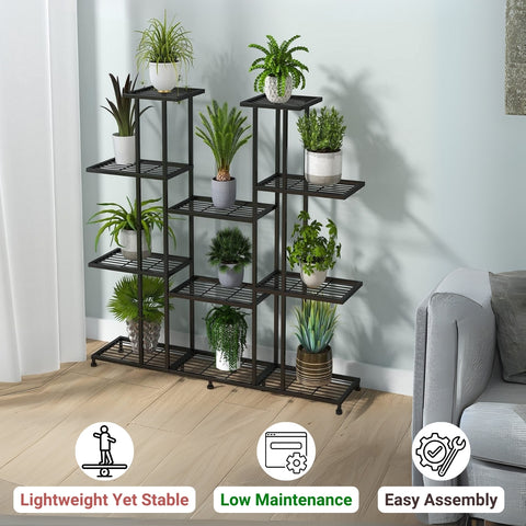 plant rack metal design Zura 11-Tier Metal Planter Stand – Modern Vertical Display Rack – Ecofynd