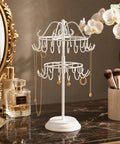 ecofynd 2-Tier White Metal Jewelry Organizer Stand with 40 Hooks