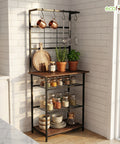 ecofynd 4-Tier Storage Rack with Hanging Hooks for Kitchen Organizer