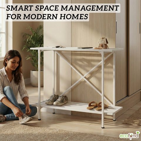 ecofynd 2-Tier Metal Storage Bench for Entryway