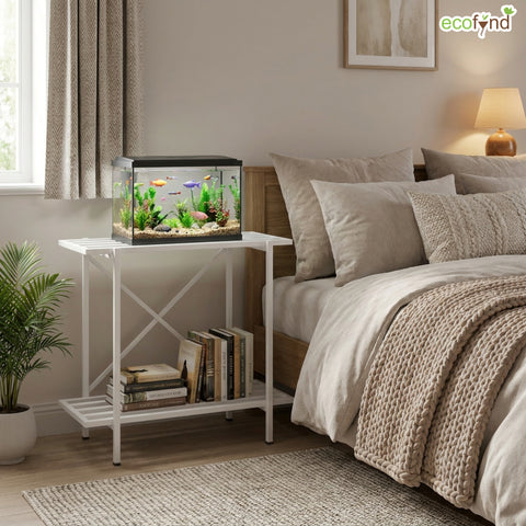 ecofynd 2-Tier White Fish Tank Stand