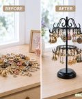 ecofynd Ecofynd Rotating 2 Tier Jewelry Organizer Stand with 40 Hooks (Black)