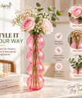 ecofynd Quad Bubble Pink Glass Vase – Modern, Minimalist & Versatile