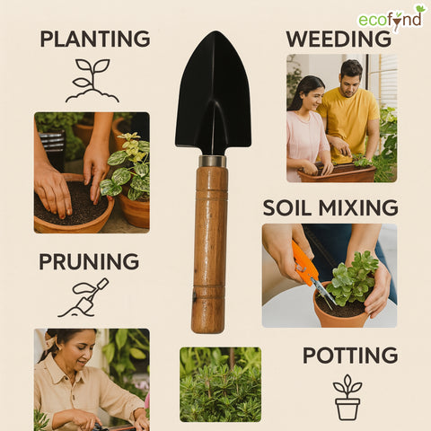 ecofynd Medium Trowel with Wooden Handle – Durable Garden Soil & Compost Scoop
