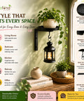 ecofynd 1 Pack Cora Wall Mounted Metal Plant Stand with Hanging Hook