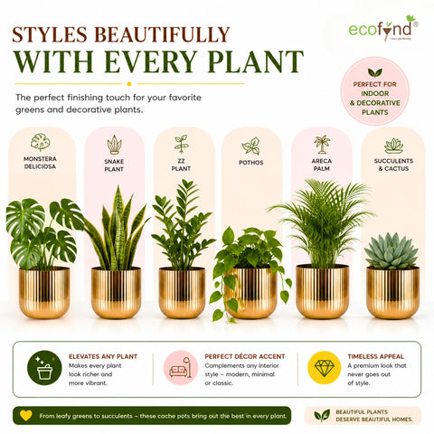 ecofynd Linea Patterned Golden Groove Planter 6.2 Inches