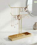 ecofynd Ecofynd 2-Tier Jewelry Hanger Stand with Storage Tray (Golden)