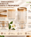 ecofynd Glass Vase for Flowers & Decor – Symmetrical Ribbed Pattern | Clear
