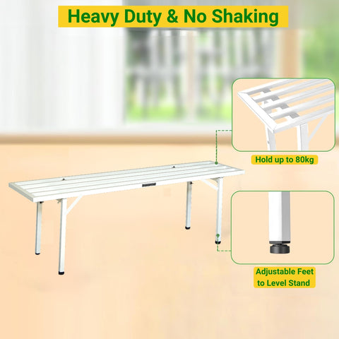 Ecofynd White Heavy-Duty Metal Plant Stand – Stable Multi-Pot Organizer