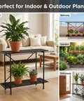 ecofynd Eric Jr Metal Black Plant Stand – 2 Tier Utility Display for Home & Garden