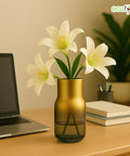 ecofynd Glass Vase for Flowers & Décor – Clear Oval Shape | White
