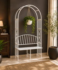 ecofynd Wide Garden Arch with Bench – Elegant Metal Arbor for Climbing Plants