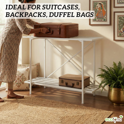 ecofynd 2-Tier White Metal Luggage Rack