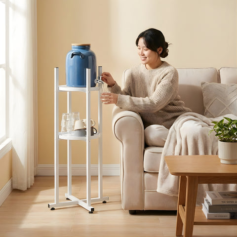 ecofynd Ecofynd HydroNest 2-Tier White Water Dispenser Stand with Storage Shelf
