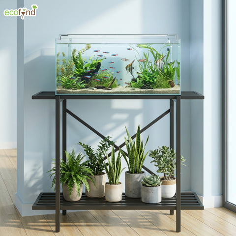 ecofynd 2-Tier Black Fish Tank Stand