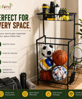 ecofynd Sports Equipment Organizer Rack with Side Racket Holder
