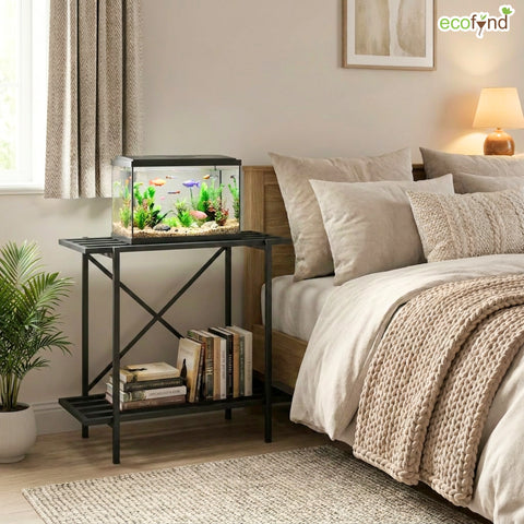 ecofynd 2-Tier Black Fish Tank Stand