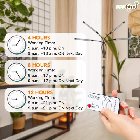 ecofynd Kaira4 Grow Light for Indoor Plants | Dual Spectrum Red & Blue LED with 4/8/12 Hour Timer