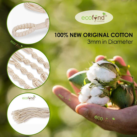 ecofynd Bohemian Macrame Plant Hanger – Set of 3 (Ivory, Cotton)