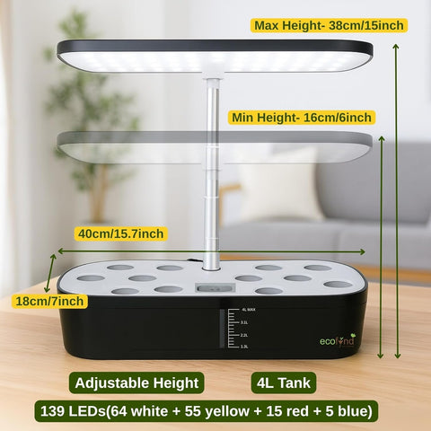 ecofynd Hydra 12-Pod Indoor Hydroponics System – Smart Gardening Made Easy