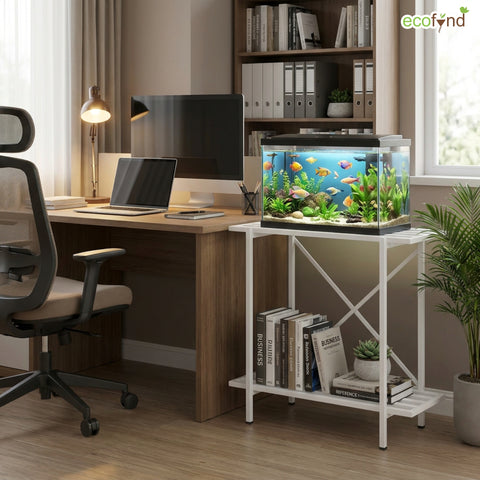 ecofynd 2-Tier White Fish Tank Stand