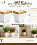 Ecofynd Midland 8” Metal Planter – Tapered Square | White