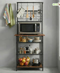 ecofynd 4-Tier Storage Rack with Hanging Hooks for Kitchen Organizer