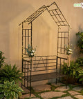 ecofynd Ecofynd Black Arbor 2 Seater Garden Bench for Outdoors Hut Shaped