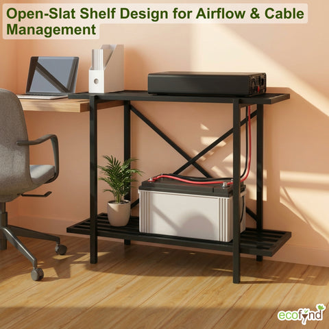 ecofynd 2-Tier Black UPS Stand for Home and Office