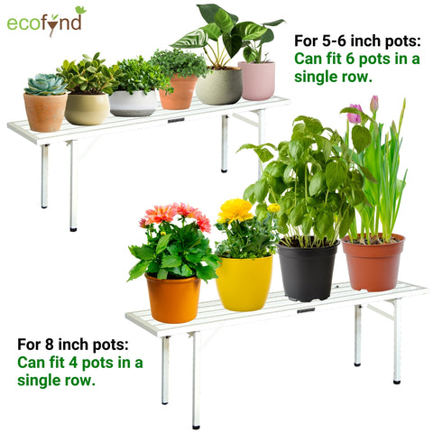 Ecofynd White Heavy-Duty Metal Plant Stand – Stable Multi-Pot Organizer