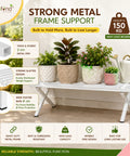 ecofynd Arlo 35 Inch Plant Stand with Cross Legs for Outdoor Balcony