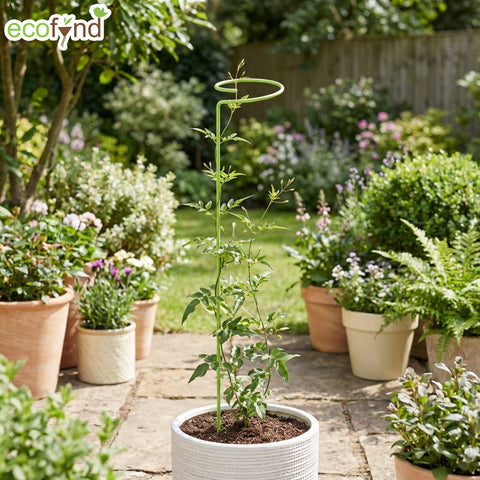 ecofynd Light Green Metal Plant Trellis – 18 Inch Rust-Resistant Stake