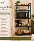 ecofynd Black 5-Tier Heavy Duty Metal Kitchen Rack with Electricity Board