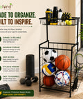 ecofynd Sports Equipment Organizer Rack with Side Racket Holder