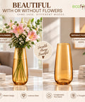 ecofynd Glass Vase for Flowers & Decor – Hourglass Shaped | Golden Tint
