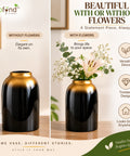 ecofynd Glass Vase for Flowers & Decor – Jar Shaped | Black with Gold Hue