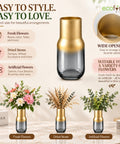 ecofynd Glass Vase for Flowers & Decor – Clear Oval Shape | White