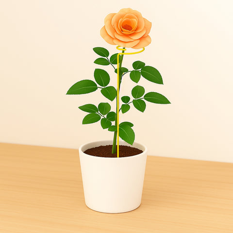 ecofynd Yellow Metal Plant Trellis – 18 Inch Rust-Resistant Stake