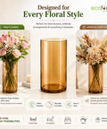 ecofynd 3.9 Inch Glass Flower Vase for Fresh & Artificial Flowers
