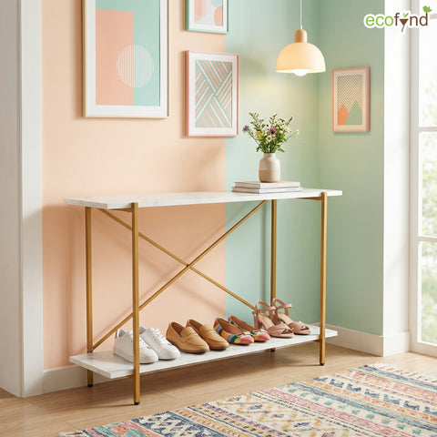 ecofynd Elix 2-Tier Metal Storage Bench for Entryway