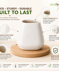 ecofynd 3.5 Inch White Ceramic Plant Pots with Drainage Hole