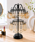 ecofynd Ecofynd Rotating 2 Tier Jewelry Organizer Stand with 40 Hooks (Black)