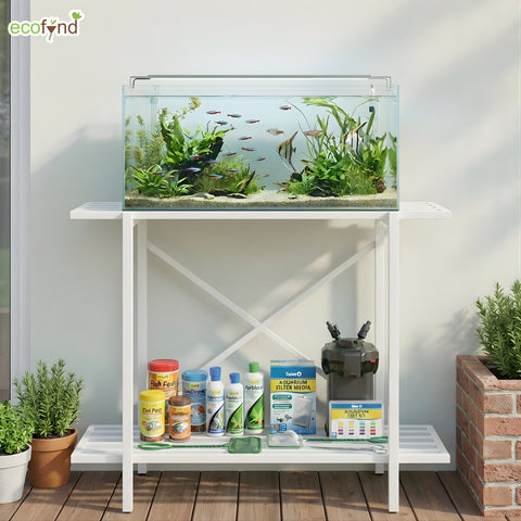 ecofynd 2-Tier White Fish Tank Stand