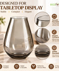 ecofynd Glass Vase for Flowers & Decor – Diamond Shaped | Clear Gray
